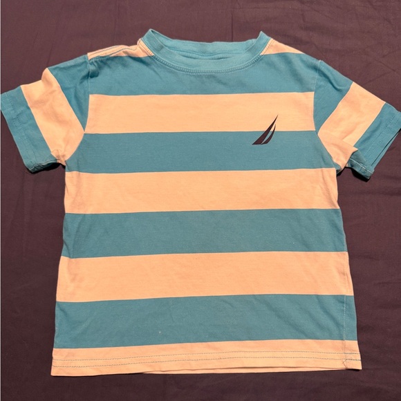 Nautical Striped Kids T-Shirt - Blue and White - Picture 1 of 2